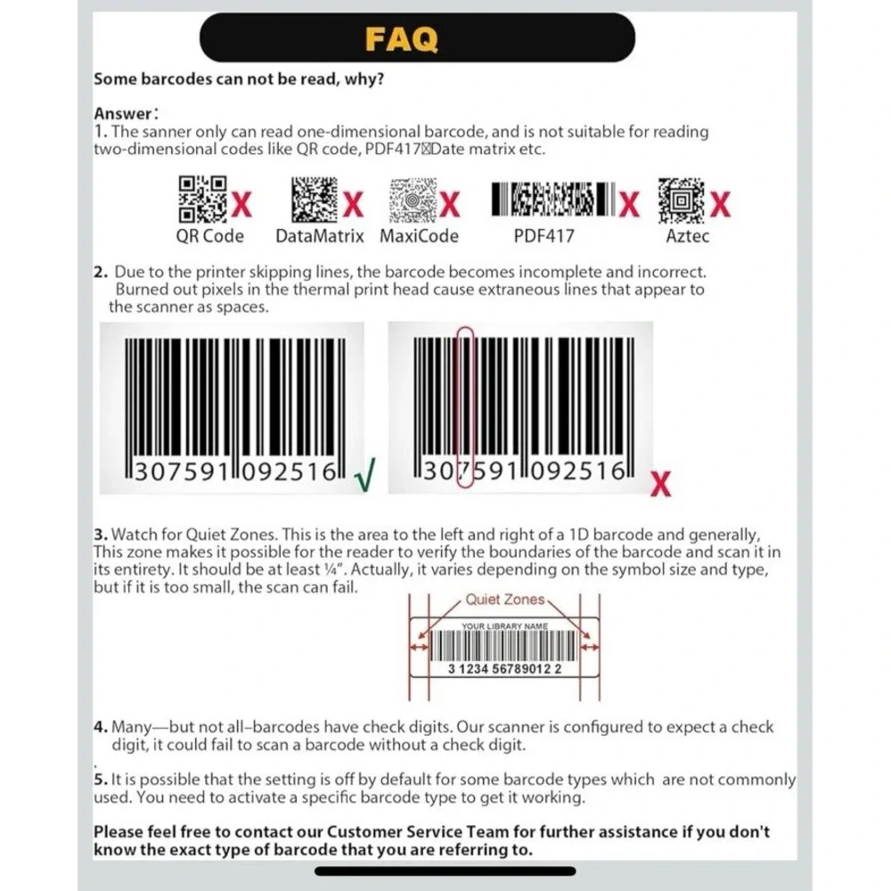 Wireless Barcode Scanner -‎ NADAMOO - Model Bur3003 - Preowned
